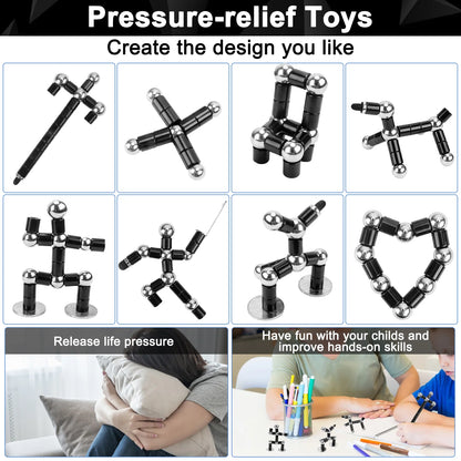Stylo Fidget de décompression magnétique, stylo à bille en métal multifonctionnel avec boules magnétiques colorées, cadeau Gadget Cool pour les enfants