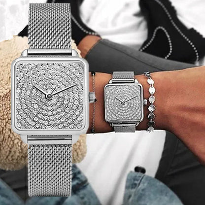 Montre à quartz pour femme, ceinture en acier,
