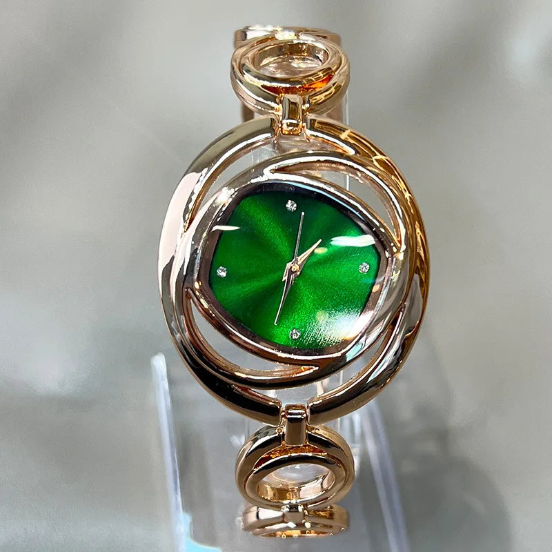 montre à Quartz horloge de luxe or Rose argent Vintage