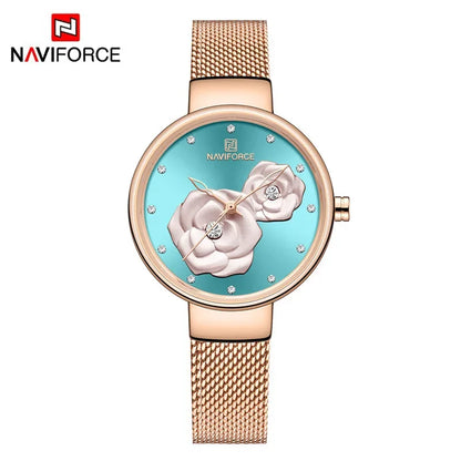 NAVIFORCE-Montre-bracelet  en maille pour femme, bracelet en acier inoxydable,
