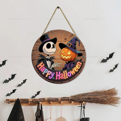 Décoration de fête d'halloween le cauchemar avant noël, panneau en bois citrouille, panneau mural suspendu, porte d'entrée, décoration de maison, cadeaux pour enfants