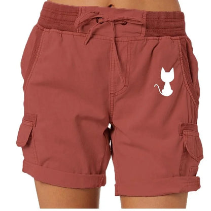 Short de plage imprimé chat mignon pour femme, bermuda taille haute, short de golf actif, mode d'été en plein air, tendance, commandé