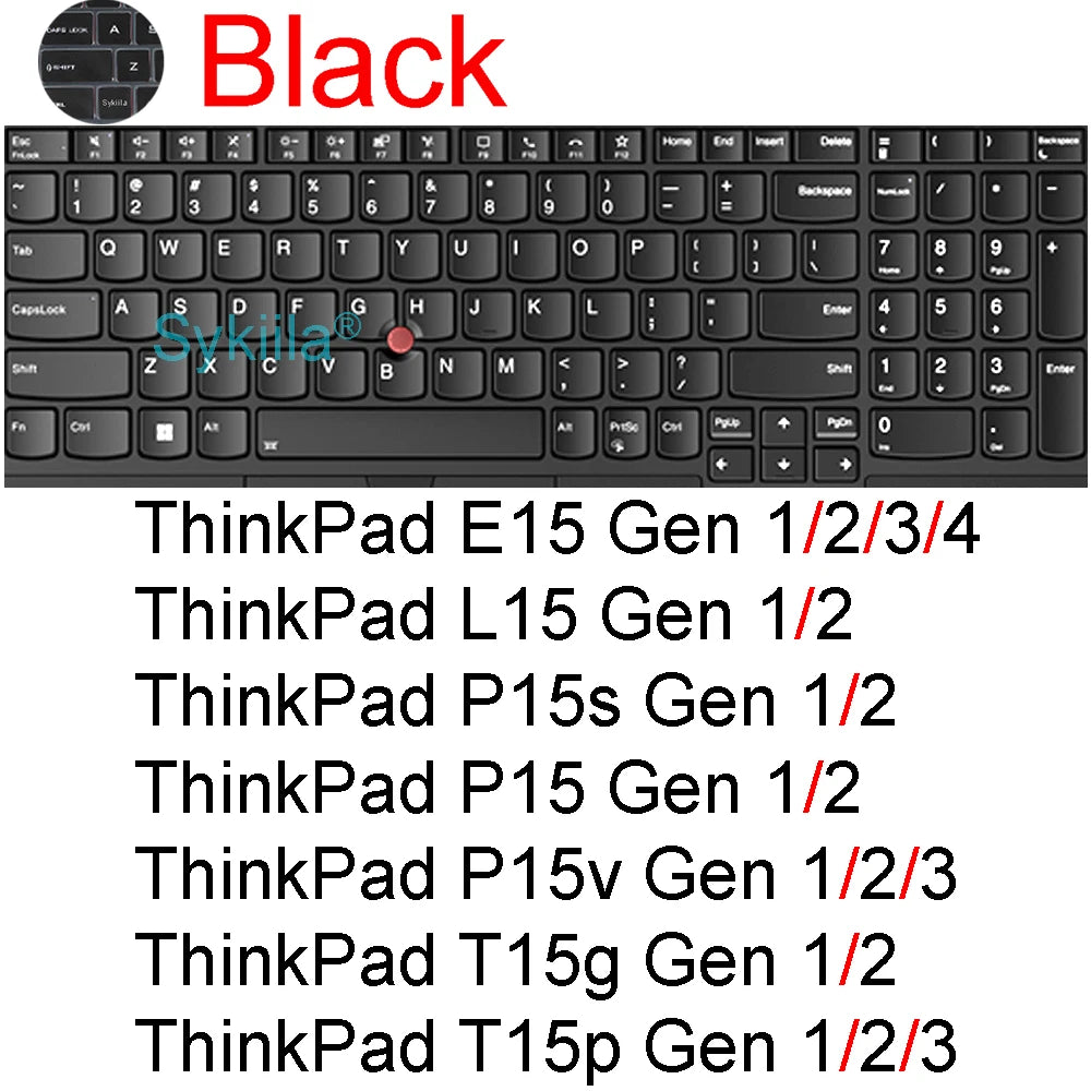 Housse de clavier pour Lenovo ThinkPad 15 T15 E15 L15 P15 P15s P15v T15g T15p P1 Gen 4 3 2, étui de protection en Silicone 15.6