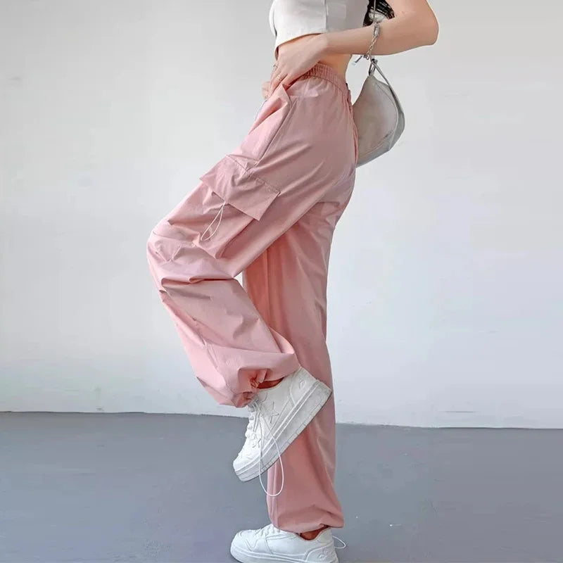 Mode 2025 femmes pantalons américain haute rue femme décontracté ample Cargo pantalon femme armée vert pantalon Streetwear
