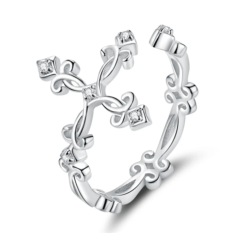WOSTU-Bagues ajustables en argent regardé 925 pour femme, bijoux originaux empilables, taille ouverte