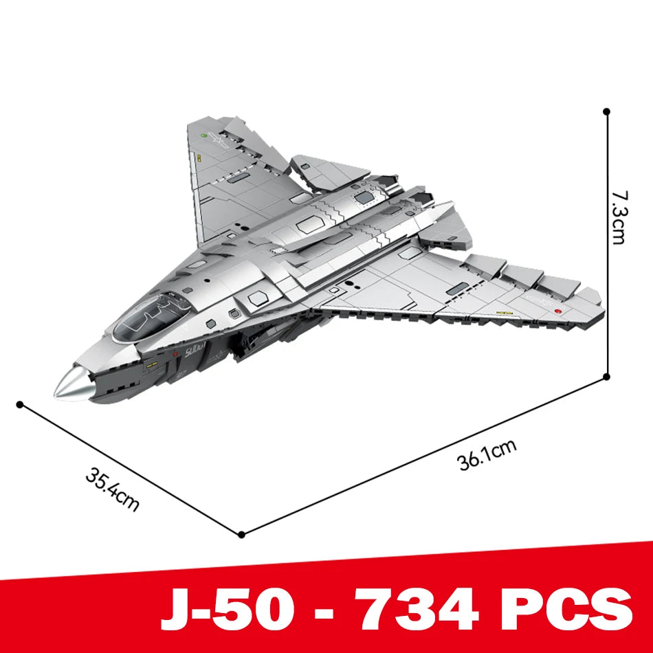 MOC – blocs de construction de modèle d'avion furtif militaire technique J-50, blocs de construction à base de transporteur, briques à Jet de chasse, jouets pour enfants et adultes, cadeau