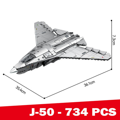 MOC – blocs de construction de modèle d'avion furtif militaire technique J-50, blocs de construction à base de transporteur, briques à Jet de chasse, jouets pour enfants et adultes, cadeau