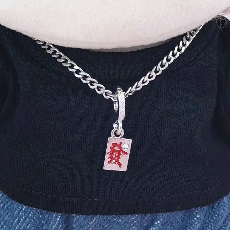 Pour V1 V2 V3 Labubu pendentifs collier en argent avec couvre-chef Labubu tenue collier accessoires