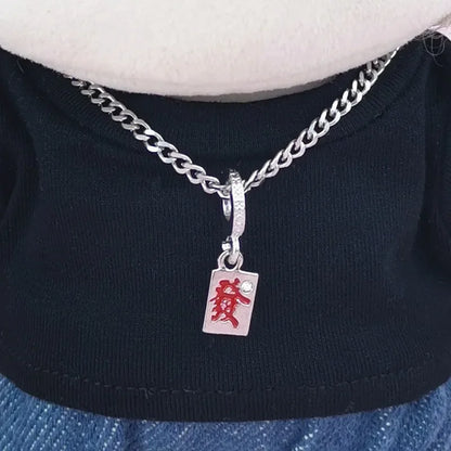 Pour V1 V2 V3 Labubu pendentifs collier en argent avec couvre-chef Labubu tenue collier accessoires