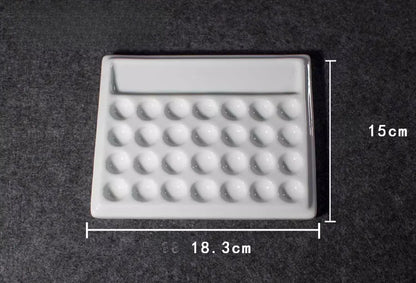 Palette de couleurs en céramique blanc pur à 28 trous, carrée et facile à nettoyer, peinture chinoise/aquarelle/palette, outil de peinture artistique pour étudiants