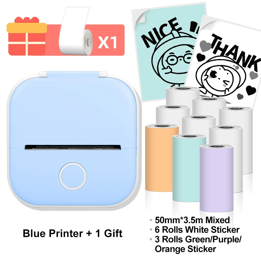 Phomemo-Mini imprimante thermique portable, imprimante d'étiquettes de poche BT sans fil, 203dpi, impression allergique 53mm, T02