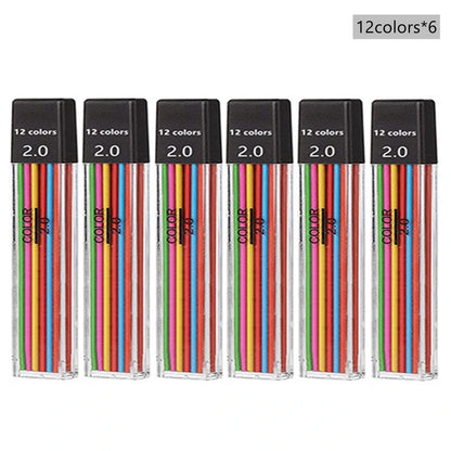 hopk - Ensemble de crayons mécaniques 2.0mm avec recharge de plomb 2B noir/couleurs