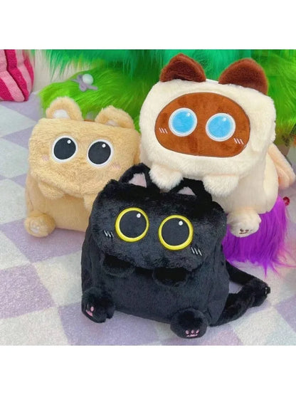 Sac à dos en peluche Capybara pour femme, sac à bandoulière chat mignon,