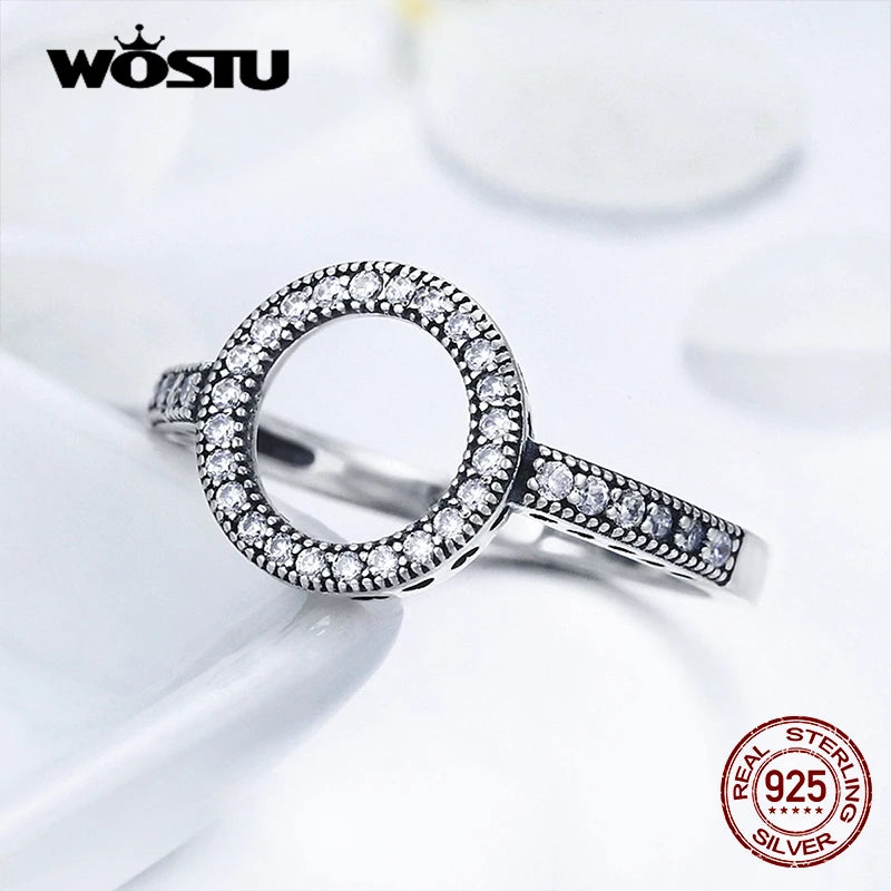WOSTU 2019 grosses soldes argent Sterling réel 925 anneaux de doigts de cercle chanceux pour les femmes bijoux de mode cadeau livraison directe CQR041