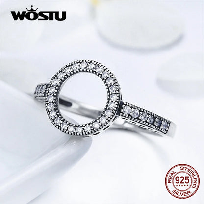 WOSTU 2019 grosses soldes argent Sterling réel 925 anneaux de doigts de cercle chanceux pour les femmes bijoux de mode cadeau livraison directe CQR041