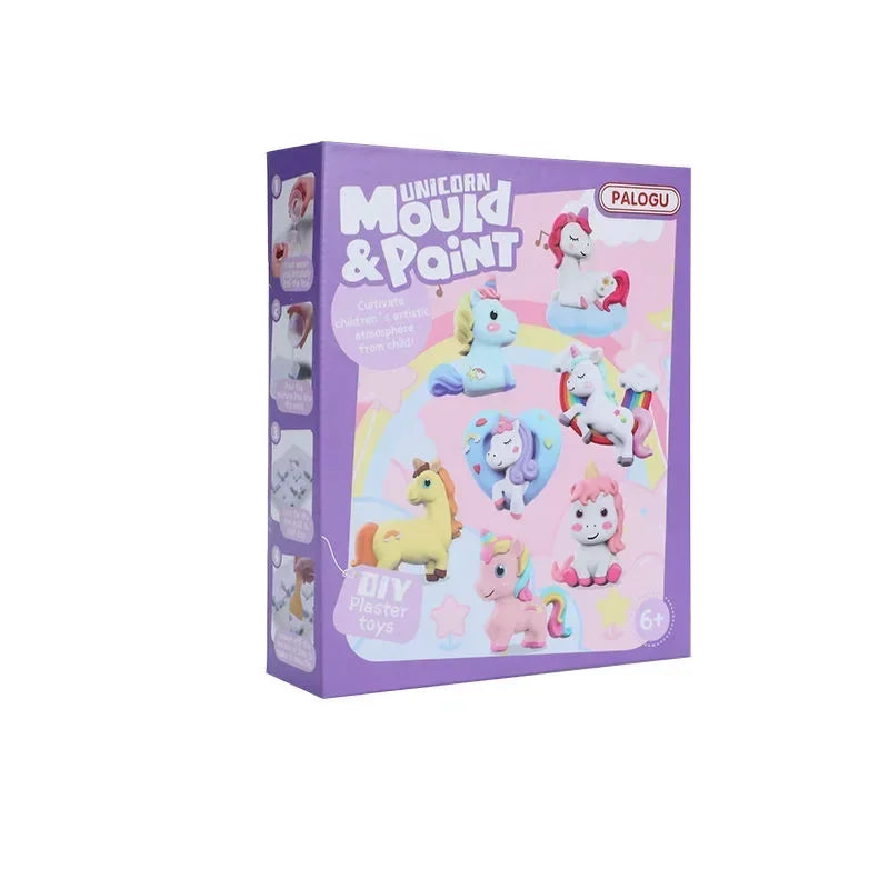 Moule en plâtre créatif pour enfants, ensemble complet de peinture artisanale, pigment de coloriage, gâteau licorne, Graffiti d'animaux, Mini jouets d'art