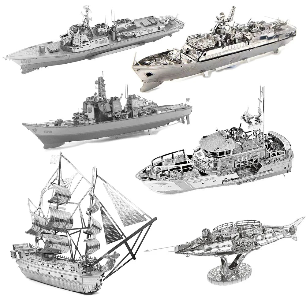 Puzzle 3D en métal, navire de guerre militaire 056, Corvette, bateau de vie, destructeur Nautilus, modèle d'assemblage, découpe Laser, jouets