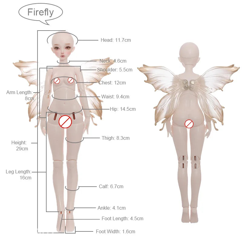 Nette Angel Firefly 1/6 Big Seins Wings Spray, Gradient Gold, Panoramic of Light Elf Archer, BJD Resin Ball Jointed Butter