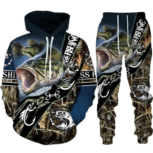 Solomon-Ensemble de sweat à capuche à manches longues pour hommes, impression de poisson 3D, mode de pêche décontractée, pull sportif en plein air, surdimensionné, haute qualité