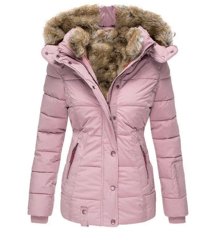 Manteau de luxe en laine et coton pour femme, parka Slim à capuche, fermeture éclair, manches longues, coupe-vent, combinaison de neige, manteau rembourré en coton, nouvelle collection hiver