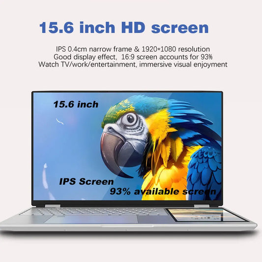 Crelnader double écran ordinateur portable 7 pouces écran tactile boîtier métallique RGB rétro - éclairage empreintes digitales déverrouiller la fenêtre 11 Ultra - mince ordinateur portable