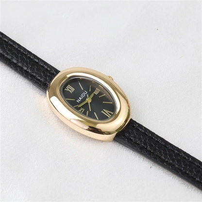 Belles montres ovales pour femmes et filles, bracelet Simple en cuir et acier inoxydable, nouvelle collection 2025