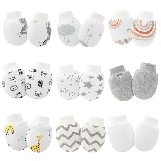 Gants de Protection pour nouveau-né, 6 paires/lot, mitaines pour bébé garçon, en coton doux, anti-rayures, imprimés de dessins animés, fournitures pour nourrissons filles