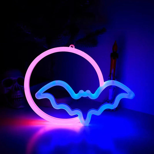 Lumières décoratives en forme de chauve-souris d'halloween, décoration murale alimentée par USB/batterie, pour enfants, cadeau, maison hantée, fête, décoration de la maison