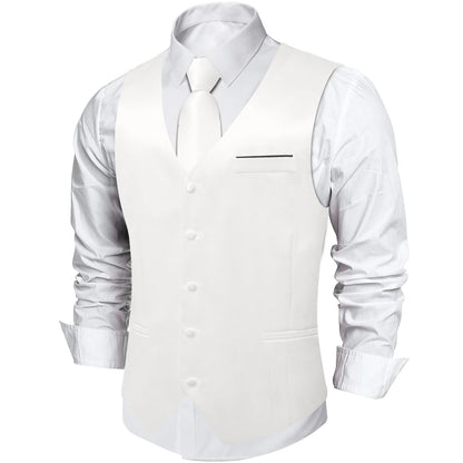 Costume en Satin solide, ensemble gilet et cravate, noir, blanc, bleu, rouge, smoking de mariage pour hommes, gilets d'affaires de luxe, bal de promo, veste sociale sans manches