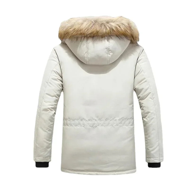 Parkas à capuche en fourrure d'hiver pour hommes, coupe-vent pour la neige, épais-30 degrés, garde au chaud, vestes d'extérieur, taille 6XL