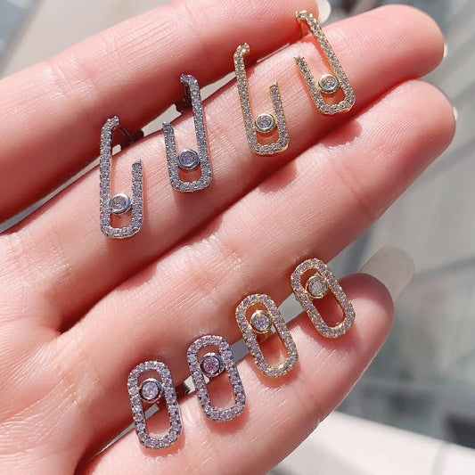 Boucles d'oreilles minimalistes en argent Sterling 925 pour femmes, 1 pièce, sans mouvement, en pierre Cz, bijoux de luxe délicats à la mode