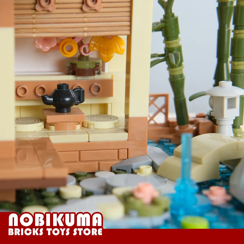 Décennie s de construction de cabane en rondins de style japonais, jouets de ville, maison de source chaude, briques MOC, scène d'anime, modèle PRModel, cadeaux d'anniversaire pour adultes et enfants