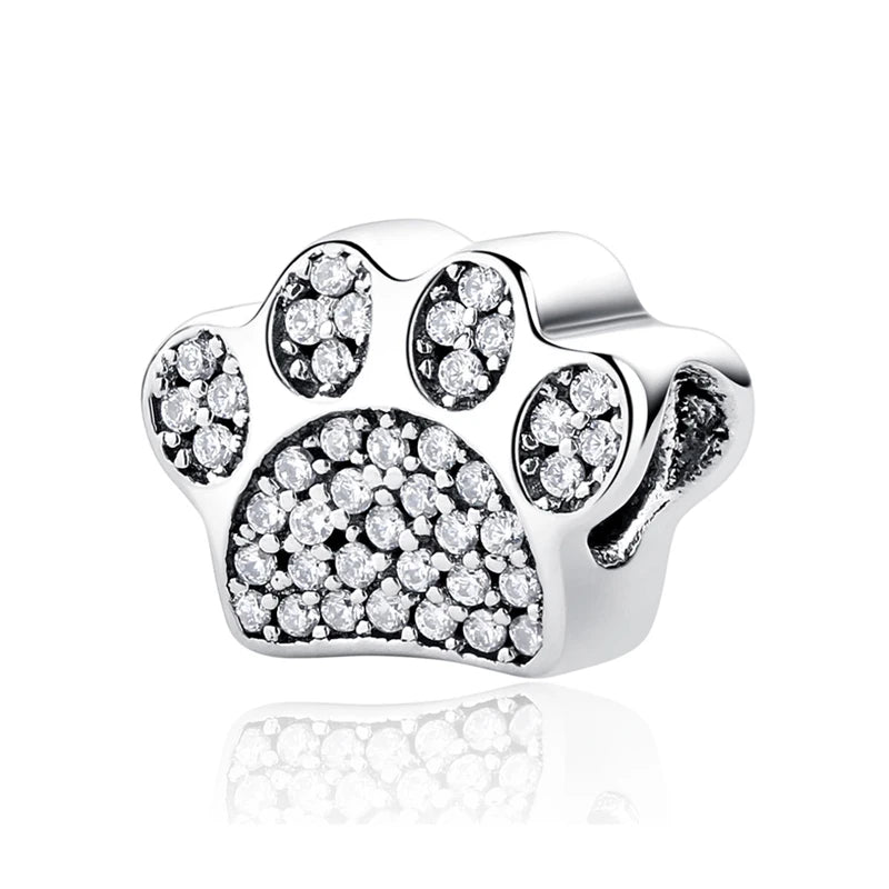 Original 925 en argent Sterling breloque perle amour chien chat patte Panda luciole pendentif breloques idéal pour bracelet colliers femmes bijoux