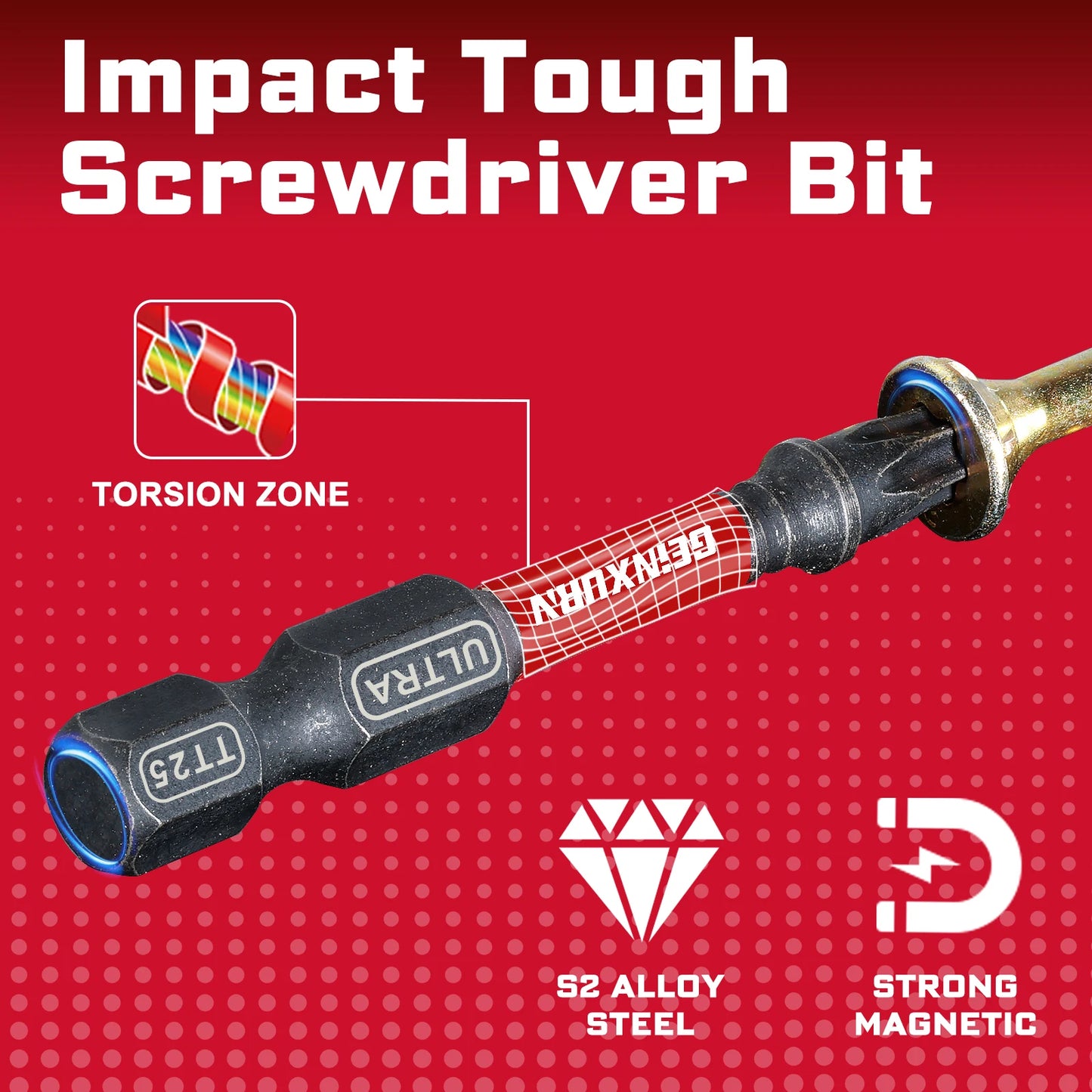 Geinxurn 22 pièces 1 "/2" sécurité Torx Ultra magnétique S2 acier multi-pilote ensemble d'embouts (TT7-TT40) avec porte-embout et manchon organisateur