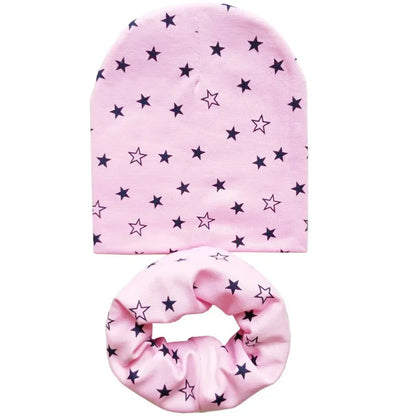 Chapeau en coton imprimé étoile pour bébé, casquette pour tout-petits, écharpe pour bébé, bonnet pour enfants, chapeaux pour garçons et filles, automne et hiver