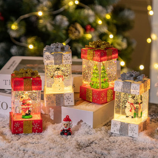 Boîte à boules de cristal de musique de noël, ornement Led exquis, père noël, bonhomme de neige, décoration de fête de noël, cadeau pour enfants, 2025