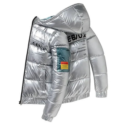 Nouveau cuir brillant hommes épaissir chaud hiver veste décontracté Parka vêtements d'extérieur automne imperméable col montant à capuche manteau vêtements