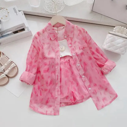 BEAR LEADER-Ensemble de vêtements pour filles, tenue d'été en mousseline de soie, motif floral, col licou + short brodé, en paille, pour enfants, 2023