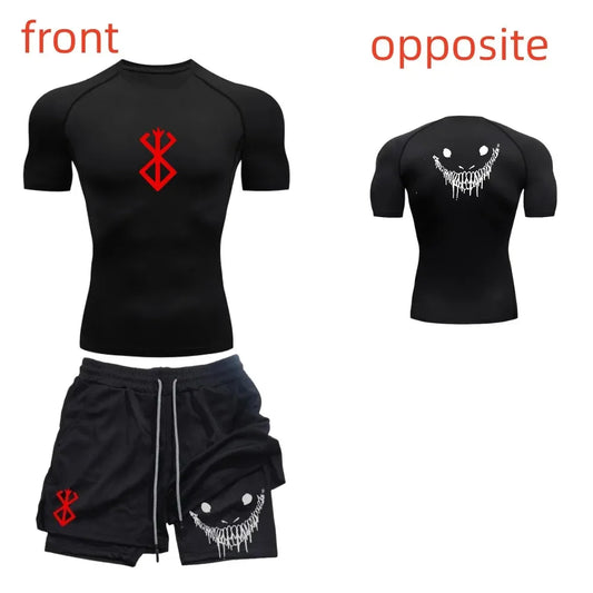 Ensemble de fitness décontracté à la mode pour hommes, vêtements de sport à séchage rapide, shorts + chemise, ensemble 2 pièces, course à pied, entraînement, été
