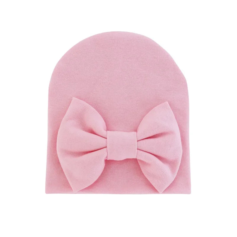 Chapeau avec nœud en coton pour bébé fille, casquette chaude pour nouveau-né, bonnet pour bébé, accessoires solides, 2020