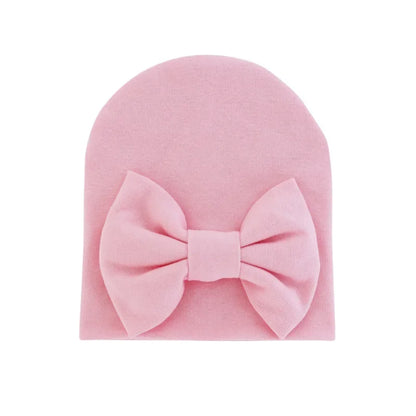 Chapeau avec nœud en coton pour bébé fille, casquette chaude pour nouveau-né, bonnet pour bébé, accessoires solides, 2020