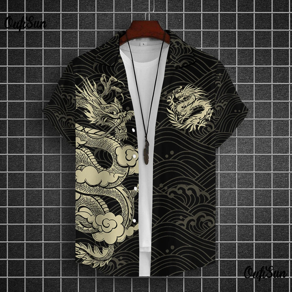 Chemises à manches courtes pour hommes, vêtements graphiques Y-Dragon, chemises 3D, streetwear décontracté, mode, été, déclin, chemisier masculin, 2024