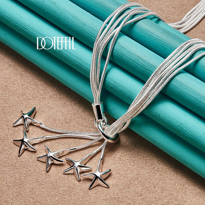 DOTEFFIL 925 en argent Sterling cinq serpent chaîne étoile de mer collier pour les femmes de fiançailles de mariage bijoux de mode