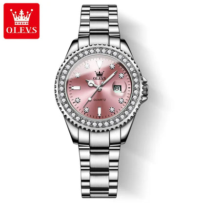 OLEVS 9945 Original diamant montre à Quartz pour femmes  élégant montres en acier inoxydable étanche femmes montres