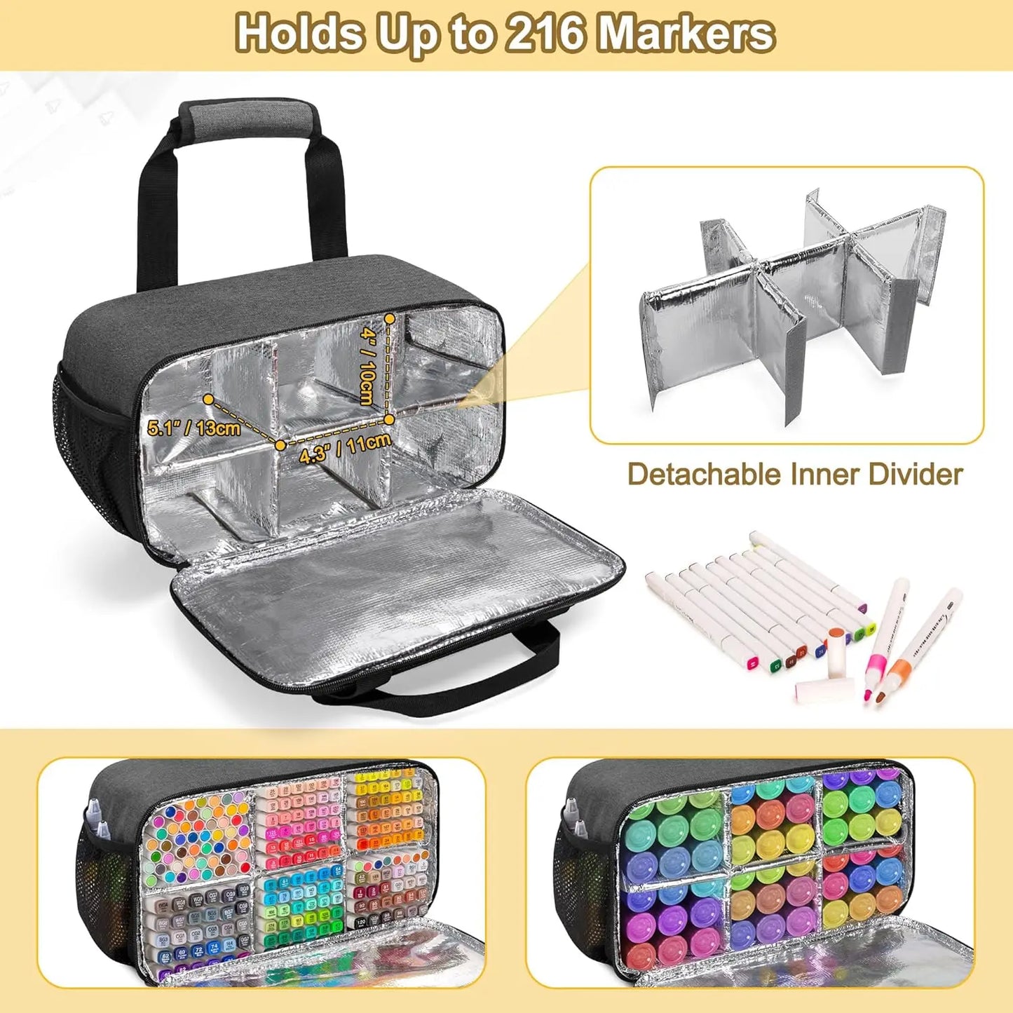 porte-marqueur,  jusqu'à 216 marqueurs,