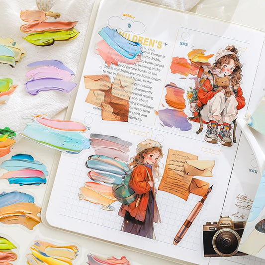 Mr. Paper, 30 pièces, paquet d'autocollants sur le thème de la Palette de couleurs de peinture à l'huile,