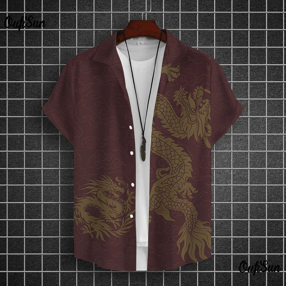 Chemises à manches courtes pour hommes, vêtements graphiques Y-Dragon, chemises 3D, streetwear décontracté, mode, été, déclin, chemisier masculin, 2024