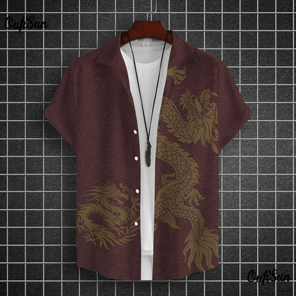 Chemises à manches courtes pour hommes, vêtements graphiques Y-Dragon, chemises 3D, streetwear décontracté, mode, été, déclin, chemisier masculin, 2024