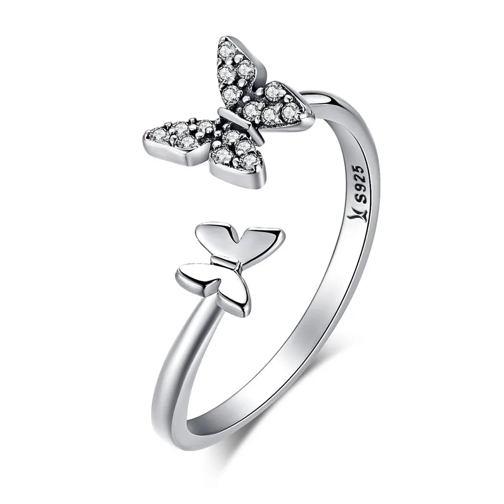 WOSTU-Bagues ajustables en argent regardé 925 pour femme, bijoux originaux empilables, taille ouverte