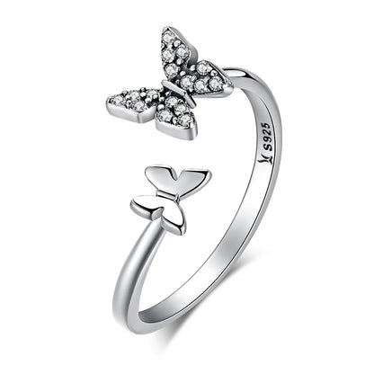 WOSTU-Bagues ajustables en argent regardé 925 pour femme, bijoux originaux empilables, taille ouverte